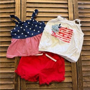 Carter's Red, White, & Blue Kids Tank Tops and Shorts Set 4th of July Size 5/5A